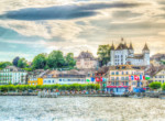 White Palace in Nyon overlooking the Geneva lake in Switzerland